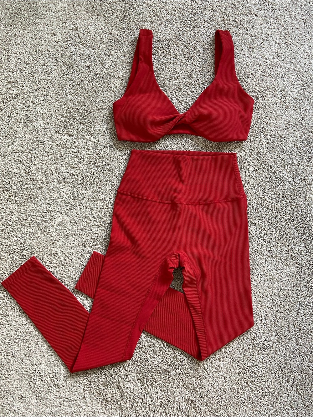 Active by Teal • Candy Red Ribbed Workout Set